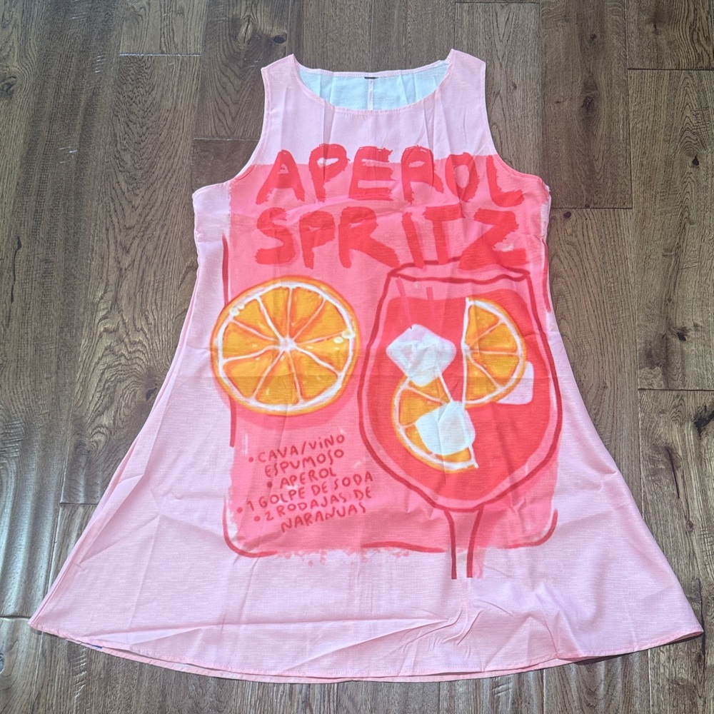 NWT Women’s Pink 'Aperol Spritz' Graphic Tank Dress Sz S
